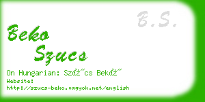 beko szucs business card